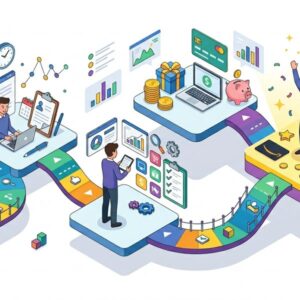 Изометрическая иллюстрация руководства по заполнению профиля для заработка на прохождении платных опросов