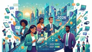 Современная иллюстрация трендов заработка на опросах в 2026-2027 годах для блога компании Заработок 38